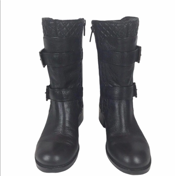 Vince Camuto black leather quilted moto bo… - Picture 3 of 12
